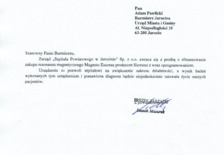 pismo prezesa szpitala do Burmistrza Adama Pawlickiego