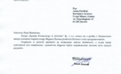 Pismo prezesa szpitala do Burmistrza Jarocina