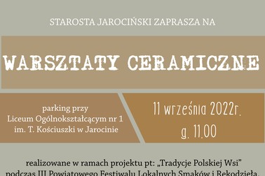 Warszaty ceramiczne dla mieszkańców Powiatu Jarocińskiego